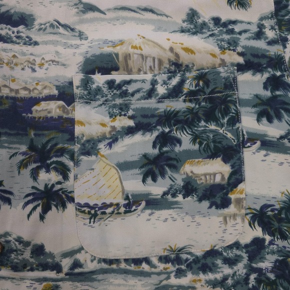 Tommy Bahama Shirt Mens Large Multicolor Silk Hawaiian Scenic Aloha Beach Print - Picture 2 of 7